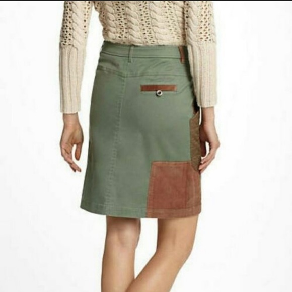 BRAND NEW ANTHROPOLOGIE MEADOW RUE ARMY GREEN PATCHED A LINE SKIRT SZ 10 - Picture 5 of 7
